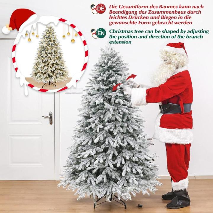 Kerstboom met ledlampjes en sneeuwvlokken, metalen standaard, kunstkerstboom, voor kerstdecoratie (180 cm met kleurrijke leds)