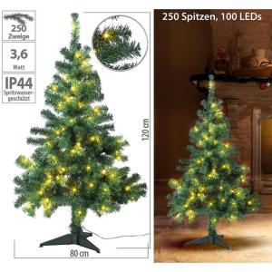 Kerstboom verlichting: kerstboom met vloerstandaard, 120 cm, 250 takpunten, 100 leds (kunstkerstboom led)