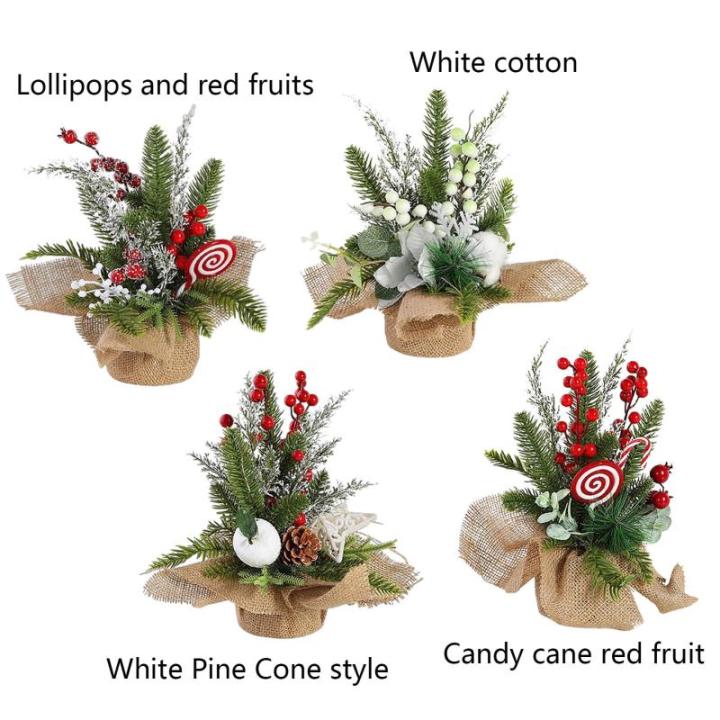 Kunstkerstboom, 30 cm, kunstkerstboom met bessen, sneeuwbedekte kerstversiering voor zelfgemaakte tafel-kerstdecoraties (lolly's