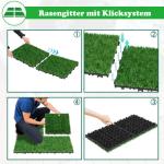 2㎡ Kunstrasen Bodenbelag Fliesen 30x30cm Rasenfliesen Outdoor Terrassenfliesen Klickfliesen mit Drainage Gitter Künstlicher Rasenteppich 22 Stück Bodenfliesen für Balkon Terra