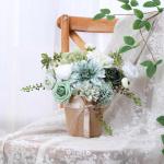 Groene kunstmatige bloem combo nep roos faux dahlia bloemen met stengels voor doe-het-zelf bruiloft bruidsboeket party woondecoratie