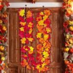 Künstliche Hängepflanzen Simuliertes Ahornblatt Rattan Blumengirlande Deko Blumenranke Künstliche Pflanzen Hängend für Halloween Weihnachten Thanksgiving Hochzeit Party Dekora
