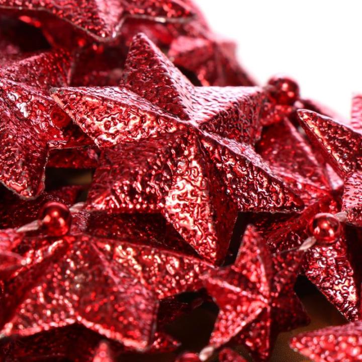 slinger met sterren - slinger Kerst - sterrenslinger voor kerstversiering - kerstversiering voor kerstboom - 500 cm (Set02 - rood/sterren)