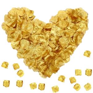 500 Stück Rosenblätter Deko Künstliche, Gold Rosenblatter Kunstblumen Blütenblätter Rosen Deko für Hochzeit Valentinstag Geburtstag Tischdekoration Romantische Dekoration