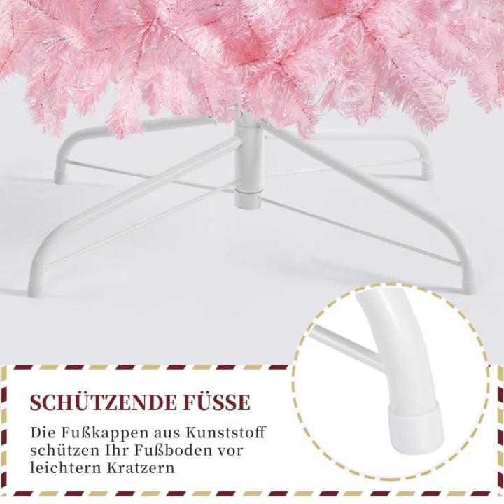 Kunstkerstboom, 183 cm, roze, dennenboom met 598 takken, opvouwbare metalen standaard, herbruikbare kerstboom, kunstboom voor kerstdecoratie