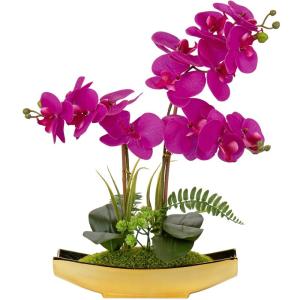 Phalaenopsis Kunstorchidee Bonsai namaakbloemen zijde kunstorchidee bloemenarrangement met keramische pot voor tafeldecoratie woonkamer wooncultuur 38 cm