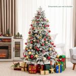 Kunstkerstboom met verlichting, 180 cm, 260 warmwitte leds, dennenboom met sneeuw en metalen standaard, sneeuwbedekt, wit
