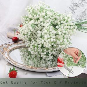 Real Touch Kunstmatige Gypsophila, 12 stuks, wit, voor bruiloft, feest, bruid, kantoordecoratie (wit)