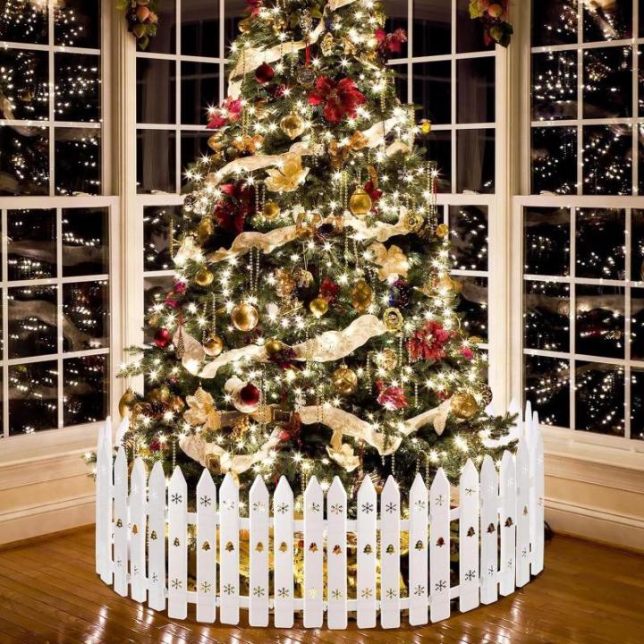 Witte kunststof omheining, 24 stuks, kerstboomomheining, grens van kunststof, kerstboomomheining voor kinderen, wit, kunststof, lattenhek, decoratie, voor Kerstmis, bruiloft, feest