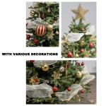 Vordekorierte Künstliche Weihnachtsbäume, Weihnachtsbaumschmuck, Rattan-Baumrock-Zubehör, Hochwertiger Kiefernbaum mit Scharnier(210cm/7ft)