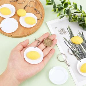 Omurice Sleutelhangers, 58 stuks, productieset, levensmiddelen, sleutelringen, buigringen, voor doe-het-zelf sleutelhangers, knutselen, poppenhuis, keuken, decoratie