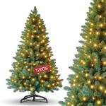Kunstkerstboom van 120 cm, pvc, met metalen standaard, premium Nordmann-spar, moeilijk ontvlambare automatische kerstboom, natuurgetrouwe kunstkerstboom