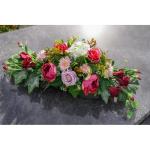 Grafoplegger van kunsttextiel, zijden bloemen, rozen, langwerpig 80 cm groot, XXL, begraafplaats voor dodenzondag, begrafenis als echt (roze)