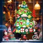 Vilten kerstboom voor kinderen, 3,3FT DIY muur opknoping kerstboom set, kinderen vilten kerstboom met 34 ornamenten en 5 m licht touw, ideaal voor thuis deur raam decoratie