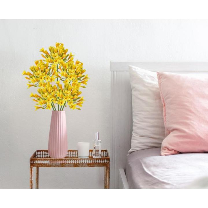 5 stuks kunstbloemen, sierlelie als echte kunstmatige agapanthus, bloemen, 75 cm lengte, lentebloemen, gele decoratieve bloemen voor bloemstuk, thuis, resto, kantoordecoratie