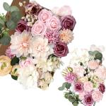 , namaak comboboxset, bloemen met stengels, voor doe-het-zelf bloemstukken, boeketten, bruiloftsfeest, thuis, babyborrel, decoratie (bordeauxrode dahlia's)