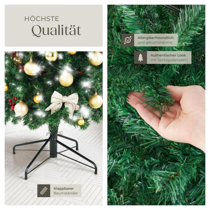 Künstlicher Weihnachtsbaum, naturgetreu, Weihnachtsbaum mit biegsamen Zweigen, voluminöses Nadelkleid, pflegeleicht, stabil, einfacher Aufbau, Tannenbaum künstlich als Weihnacht