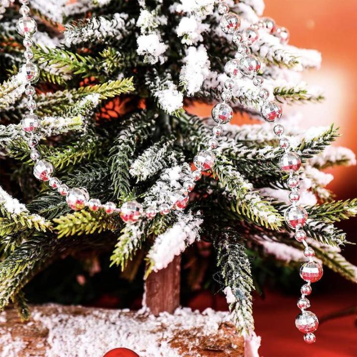 15M Kerstboom kralen guirlande Kerstboom ornamenten kralen lint | Kraaldiameter 8mm & 4mm | Kerstboomketting decoratie (zilver)