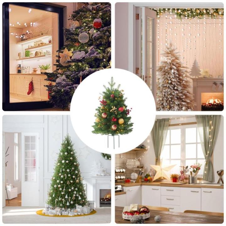 Artificial Christmas Tree with Ground Plug | Pre-Lit Faux Holiday Tree with Cones, Berries & Balls | Seasonal Christmas Tree for Family Gatherings & Holiday Decorations for Outdoor