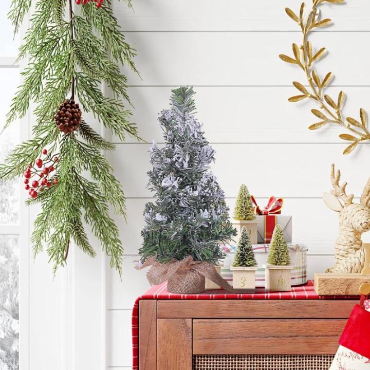 Weihnachtsbaum klein, Weihnachtsdorfbäume, Gefälschter Weihnachtsbaumschmuck, Niedliche Miniatur-Schneebaum-Weihnachtsdekoration, Heimdekoration, Tischdekoration für Wohnzimmer,