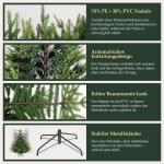 Kunstkerstboom, 210 cm, natuurgetrouwe dennenboom, kunstkerstboom met klapscherm, pvc en PE kerstboom, metalen kerstboomstandaard