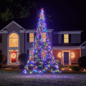 Led-kerstboom voor buiten, 4 meter, 640 leds, inclusief mast, meerkleurig