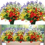 voor buiten, uv-bestendig, kunstplanten, bloemen in grote hoeveelheden voor het ophangen van plantenbakken, buiten, veranda, vaas, thuis, raamdecoratie, 8 bundels