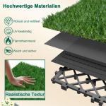Grasfliese Set 30x30cm, Kunstrasen Rasenteppich Outdoor, 4cm Dicke, PE-Material, immergrün Grasmatte, künstlicher Rasen Bodenbelag für Terrasse, Balkon, Rasenfliesen Bodenbelag,