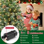 Kunstkerstboom met verlichting, sneeuweffect, led-dennenboom met metalen standaard, 350 lampen, pvc-kerstboom voor kerstdecoratie, 210 cm