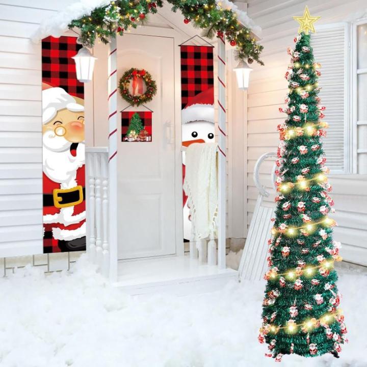 Pop-up spiraalvormige kerstboom, 150 cm, inklapbaar, met 5 m, 50 leds en sterpunt, kunstkerstboom voor thuis, woning, feest (B)