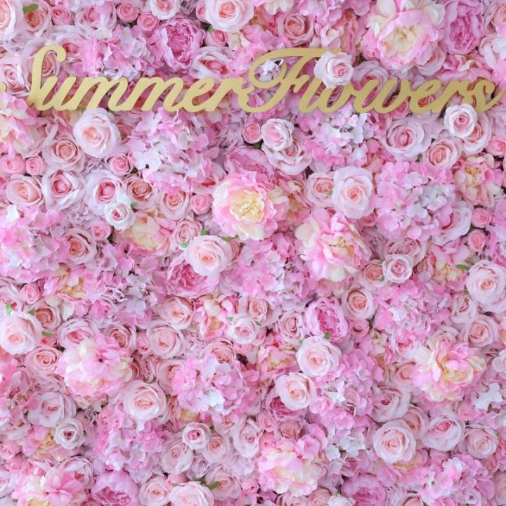 Pink Rose Künstliche Blumenwand, 3D-Wandblume Mit Stoffrücken, Seidenhortensie, Blumenwandpaneel, Verwendet Für Hochzeit, Gartenwand, Kirchenwand, Party(3x3m/10x10FT)