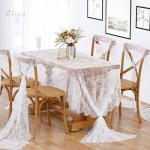 Weiße Spitzentischdecke, 5er-Pack, 152,4 x 305,5 cm, rustikale Tischauflage, durchsichtige Tischdecke für Vintage-Party, Erntedankfest, Blumenmuster, Herbst-Tischdekoration