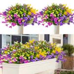 12 bundels als echt, , uv-bestendige plastic bloemen, weerbestendig, kunstplanten, buiten, boeket, planten voor balkon, tuin, balkonbak, bloembak
