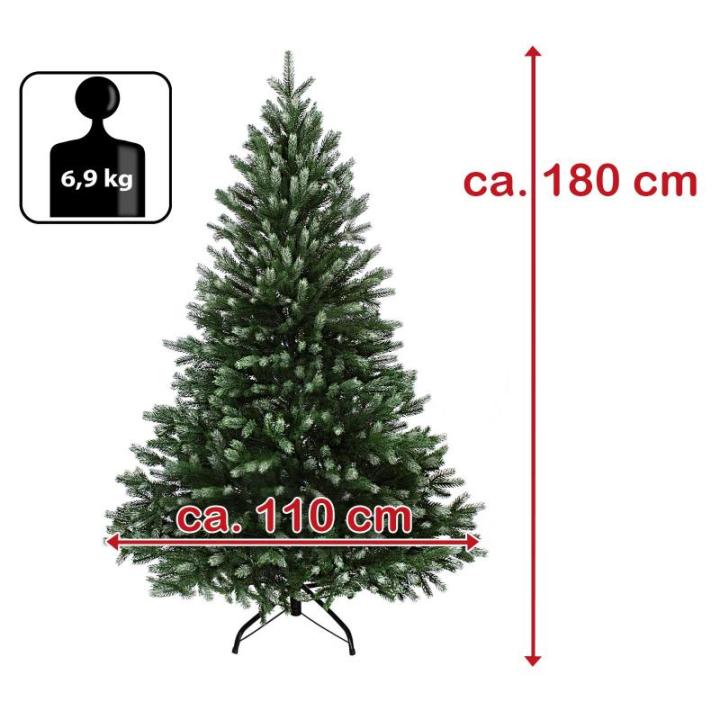 Kerstboom Luxe 180 cm donkergroen - poedersuiker Kunstkerstboom PE/PVC Mix Kunstmatige Dennenboom