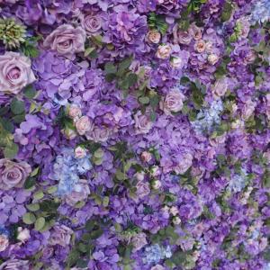 Lila Stoff Hintergrund Blumenwand Simulation Blumenhintergrundwand, Künstliche Wand Blumen Hintergrund 3D Seide Hortensien Blumen Panel Für Foto Hintergrund Home Party Hochzeit H