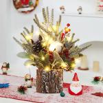 Kleiner Weihnachtsbaum mit Beleuchtung, 30cm Mini Weihnachtsbaum Weihnachtsdeko Beleuchtet Künstlicher Weihnachtsbaum LED Weihnachtsbeleuchtung Klein Tannenbaum für Weihnachten D