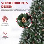 Kunstkerstboom met 250 leds, met sneeuw, 180 cm (diameter circa 110 cm), 1000 tips, versierde kerstboom met dennenappels, snelmontage-systeem, vlamvertragend, inklapbare standaard,