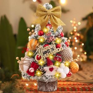 Mini Weihnachtsbaum Kleiner Weihnachtsbaum Mit Beleuchtung LED, Weihnachten Deko Kunst Weihnachtsbaum Mit 30 LED In Warmweiß, Ca. 25 cm Hoch, Schwer Entflammbar Tisch Christbaum K