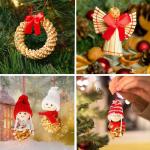 52 stuks kerstboomversiering stro stroster, kerstboomversiering stro natuurlijke kerstboomhanger kerstdecoratie