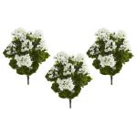 Geranium Artificial Bush, UV-bestendig, set van 3 (indoor/outdoor)