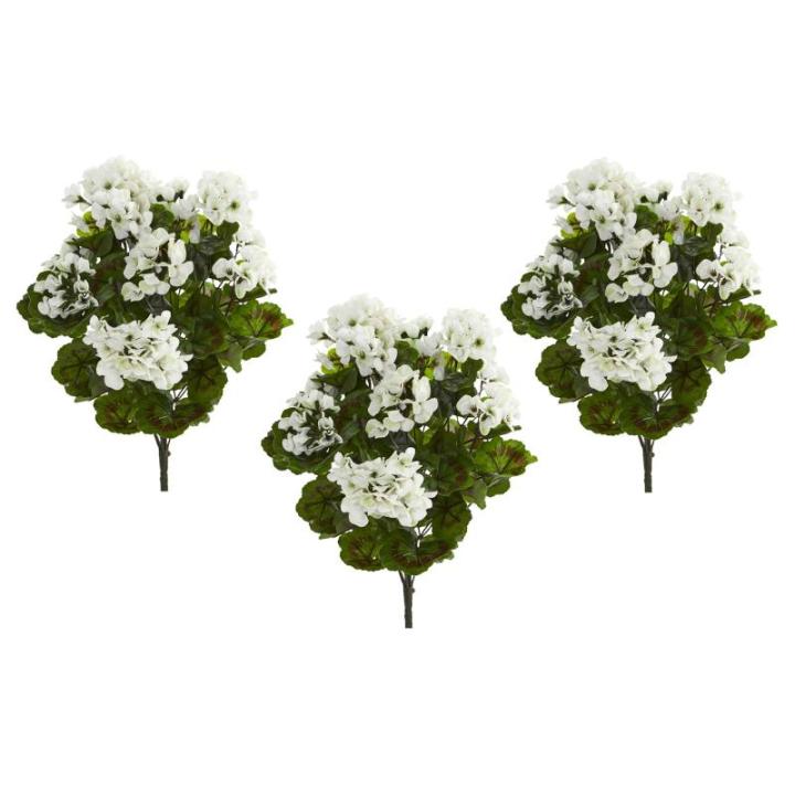 Geranium Artificial Bush, UV-bestendig, set van 3 (indoor/outdoor)