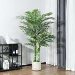 Kunstpalm, 180 cm, grote areca palm in witte pot, , kunstpalm voor huis, woonkamer, slaapkamer, kantoor, balkon, tuindecoratie