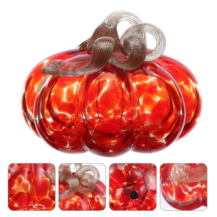 2 stuks glazen pompoenornamenten, eettafeldecoratie, woondecoratie, eettafeldecoratie, pompoen, mini-glazen pompoen, desktoppompoen, foto-rekwisieten, tafelknutselwerk