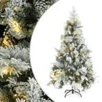 Weihnachtsbaum mit Beleuchtung Schnee und Zapfen 195 cm PVC&PE Christbaum Dekobaum Kunstbaum mit Ständer Tannenbaum Weihnachten Künstlicher Weihnachtsbaum für Weihnachtsdeko