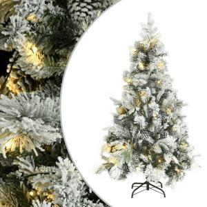 Weihnachtsbaum mit Beleuchtung Schnee und Zapfen 195 cm PVC&PE Christbaum Dekobaum Kunstbaum mit Ständer Tannenbaum Weihnachten Künstlicher Weihnachtsbaum für Weihnachtsdeko