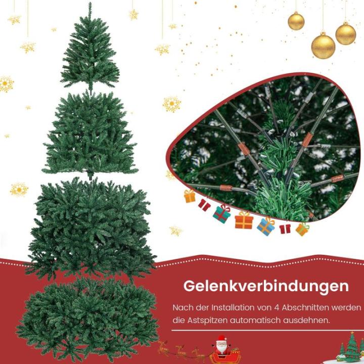 Kunstkerstboom, 180/225/275 cm, dennenboom met metalen standaard, kunstboom kerstklapsysteem, pvc-naalden, ideaal voor thuis, kantoor, winkels en hotels, groen (275 cm)