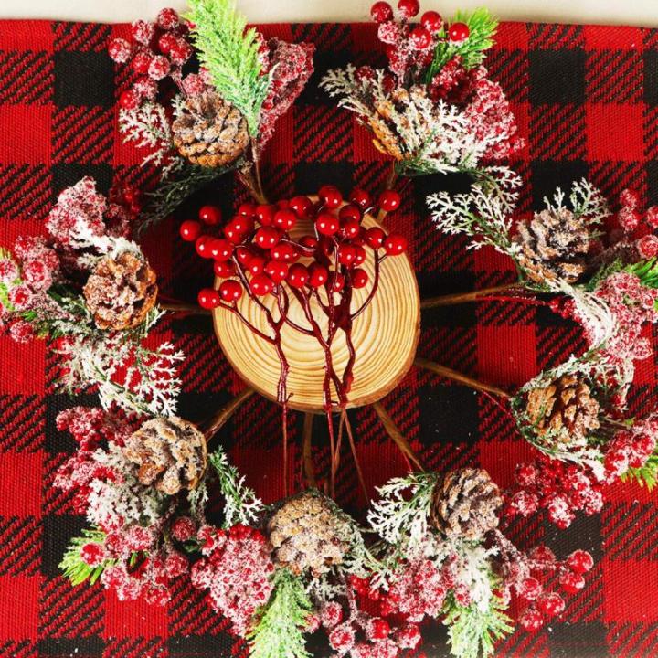 Kunstrode bessen voor kerstboom, decoratie, hulstbessen, takken, decoraties voor Kerstmis, thuis, hulstbessen voor handwerk, winter, vakantie, bruiloft, decoratie, 20 stuks