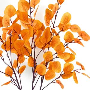 4-delige eucalyptus decoratie kunstherfstbladeren takken, kunstbloemen herfstbloemen herfstbloemen kunstbladeren, herfsttakken herfstbladeren decoratieve takken geel voor herfstdec