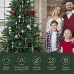 Kunstkerstboom 180 cm, kunstdennenboom van PE en pvc, met handschoenen en houten standaard, als kerstdecoratie voor binnen