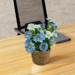 Künstlicher Gänseblümchentopf, kleine Kunstpflanzen mit Topf - Blumenarrangement mit Gänseblümchen im Rattantopf,Seidiger künstlicher Gänseblümchen-Rattan-Topf-Bonsai für 
